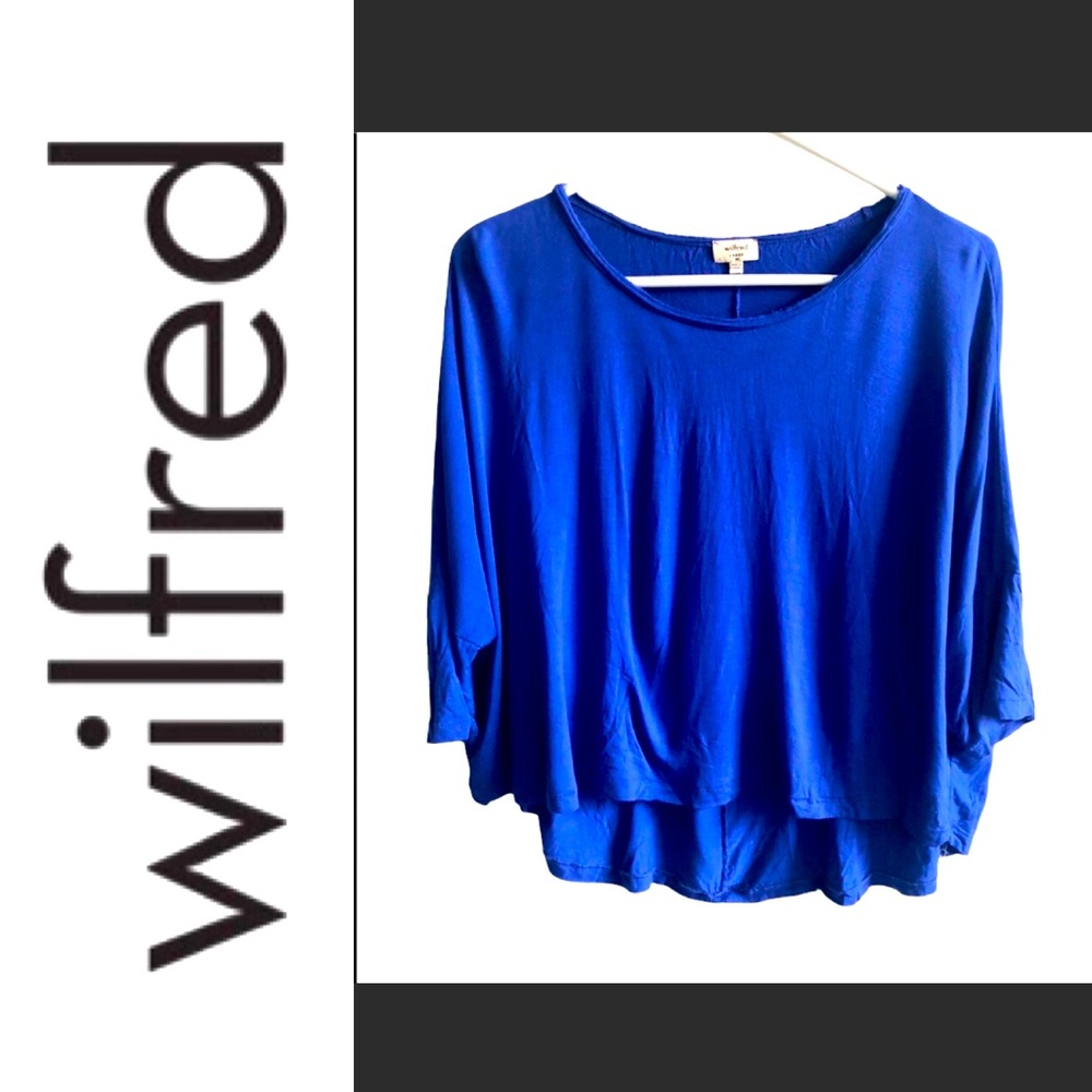 WILFRED royal blue high-low slouchy cropped top L!